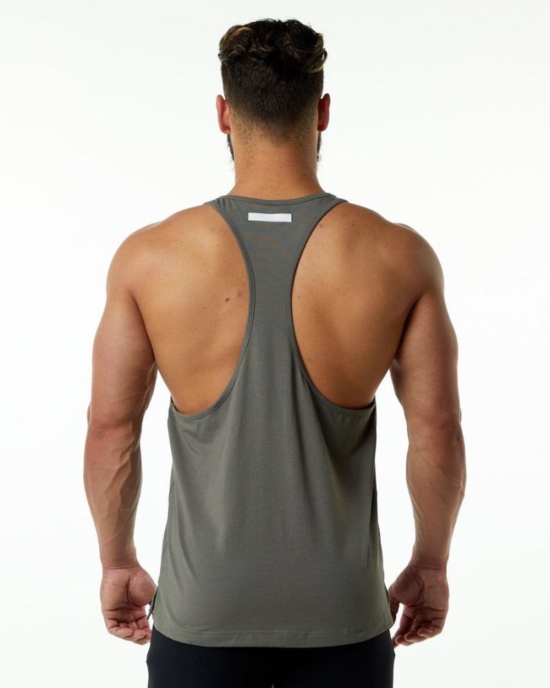 Stone Grey Alphalete Evo Stringer Men's Stringers | 5978403-NX