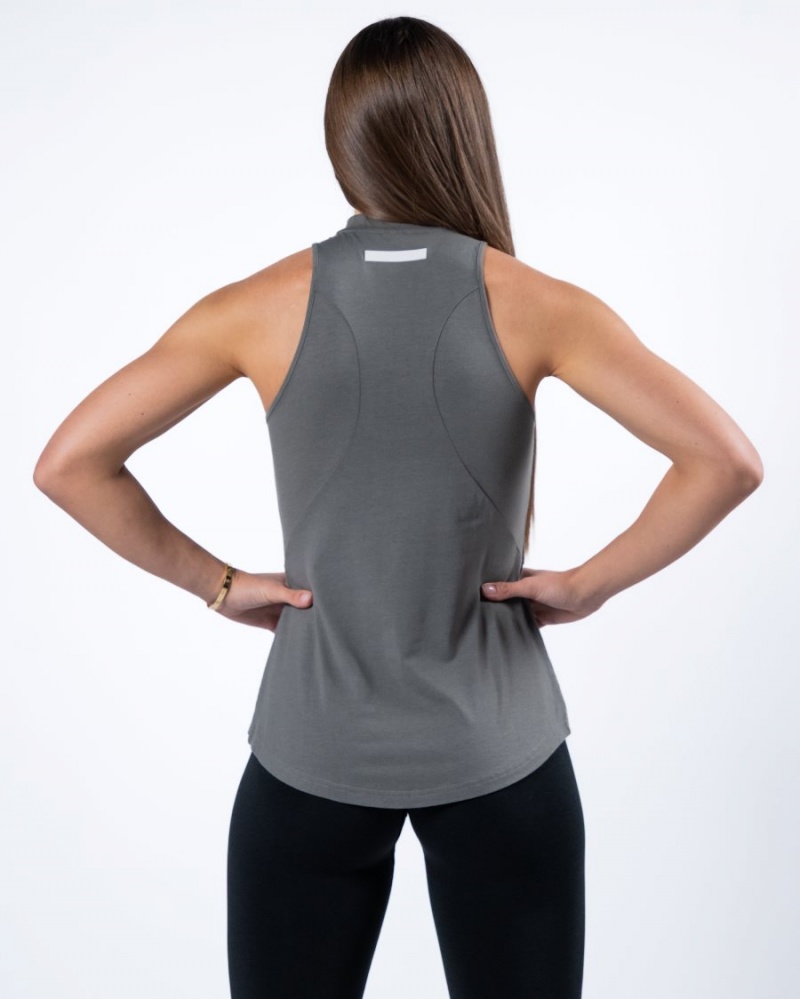 Stone Grey Alphalete Evo Tank Women's Tank Top | 7835620-ZJ