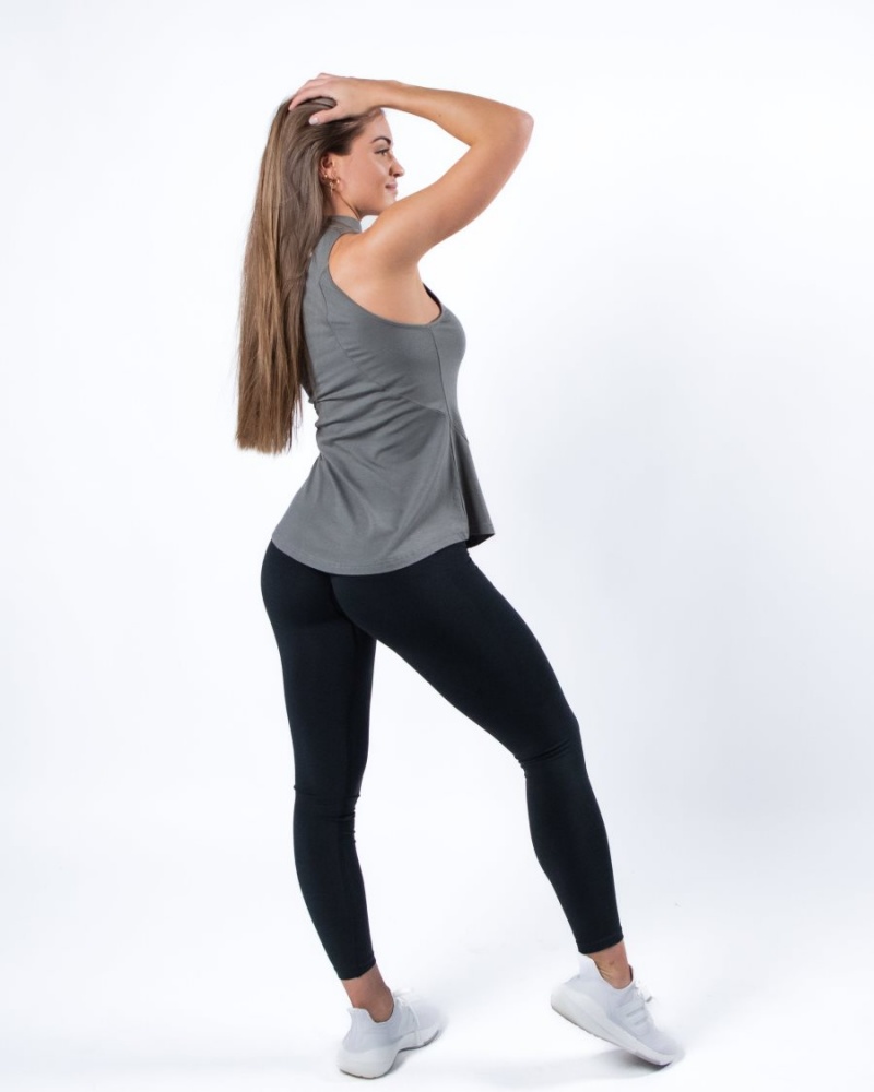 Stone Grey Alphalete Evo Tank Women's Tank Top | 7835620-ZJ