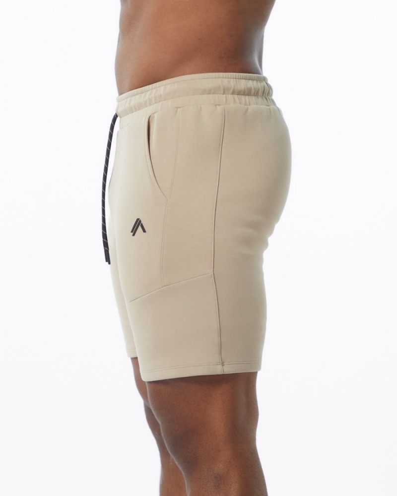 Tan Alphalete ELMTS Athletic Short 6" Men's Shorts | 6924573-HC