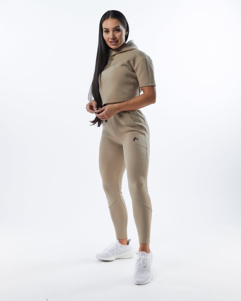 Tan Alphalete ELMTS Zip Jogger Women's Jogger | 6185049-KH