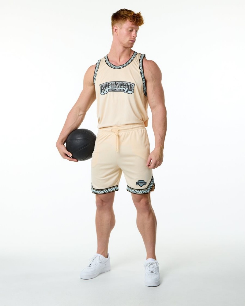 Tan Alphalete Varsity Basketball Jersey Men's Stringers | 7490258-LN