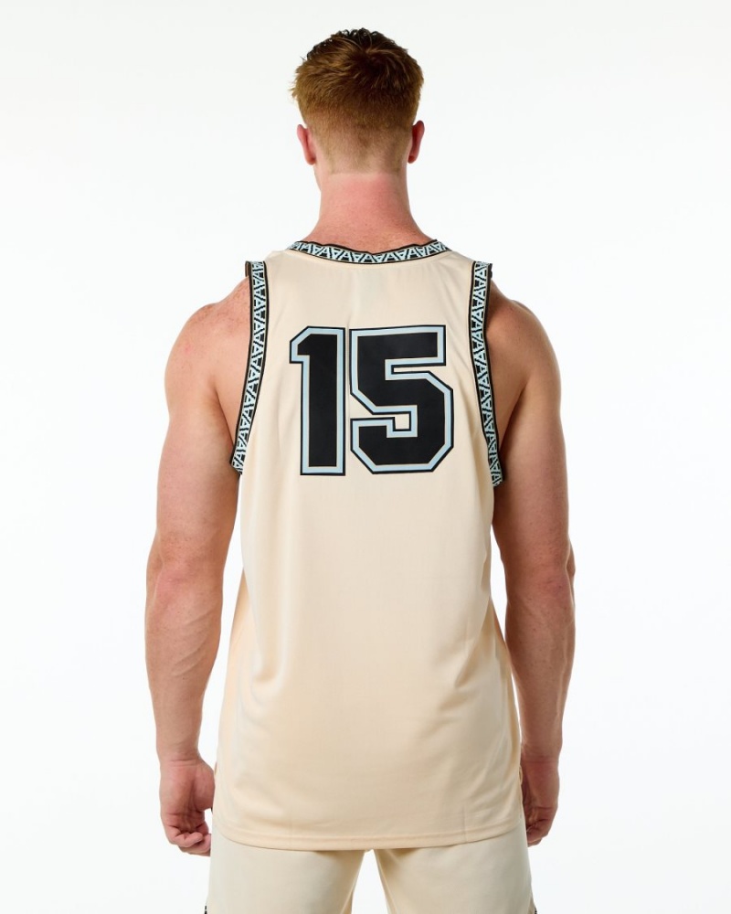 Tan Alphalete Varsity Basketball Jersey Men's Stringers | 7490258-LN