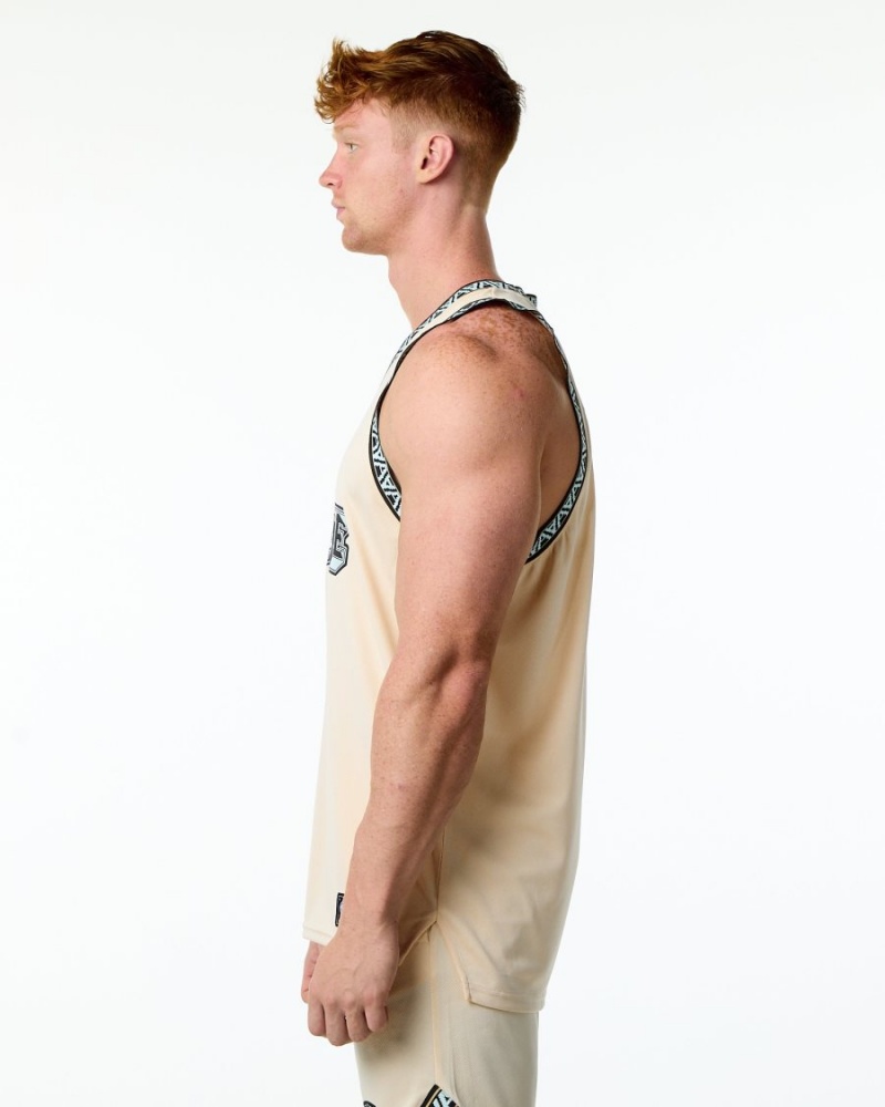 Tan Alphalete Varsity Basketball Jersey Men's Stringers | 7490258-LN