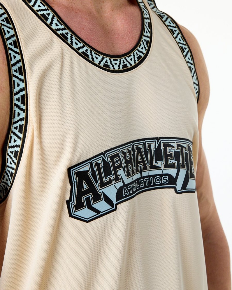 Tan Alphalete Varsity Basketball Jersey Men's Stringers | 7490258-LN