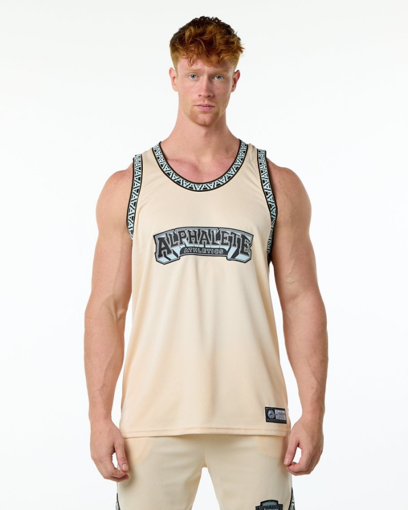 Tan Alphalete Varsity Basketball Jersey Men\'s Stringers | 7490258-LN