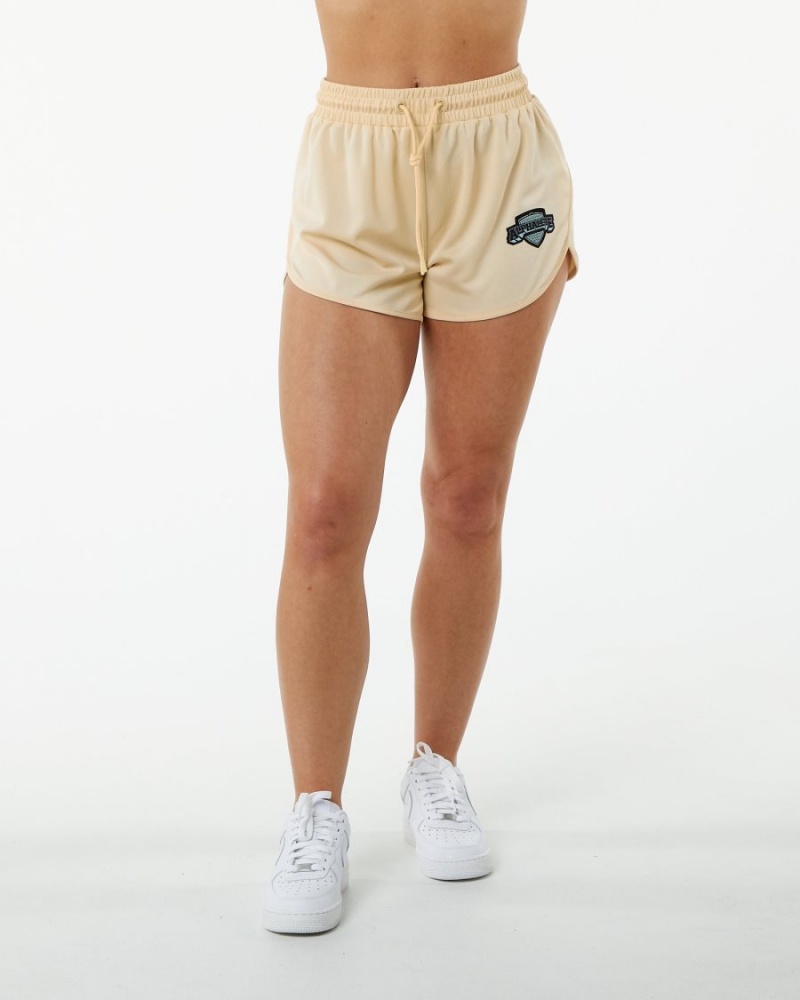 Tan Alphalete Varsity Short 3.25" Women's Shorts | 6140379-IO