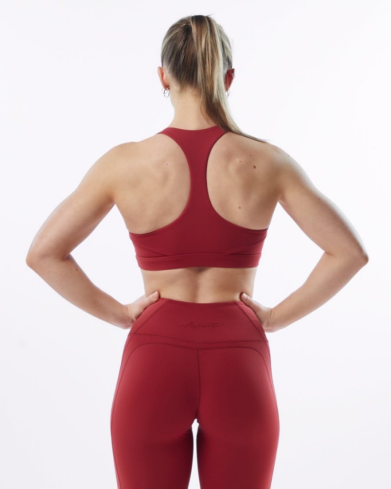 Tartan Red Alphalete Pulse Balance Bra Women's Sports Bra | 3461250-KN