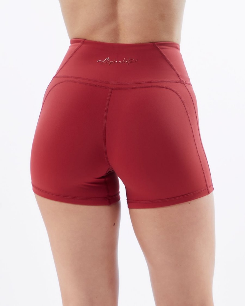 Tartan Red Alphalete Pulse Surge Short 4" Women's Shorts | 8153670-ZK