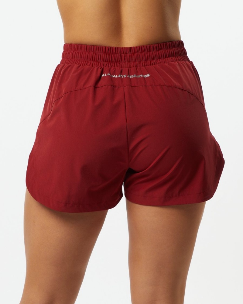 Tartan Red Alphalete Stride Short 3" Women's Shorts | 9132076-DA