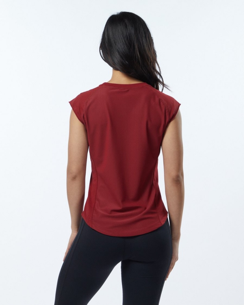 Tartan Red Alphalete Velocity Tee Women's Shirts | 6074821-QA