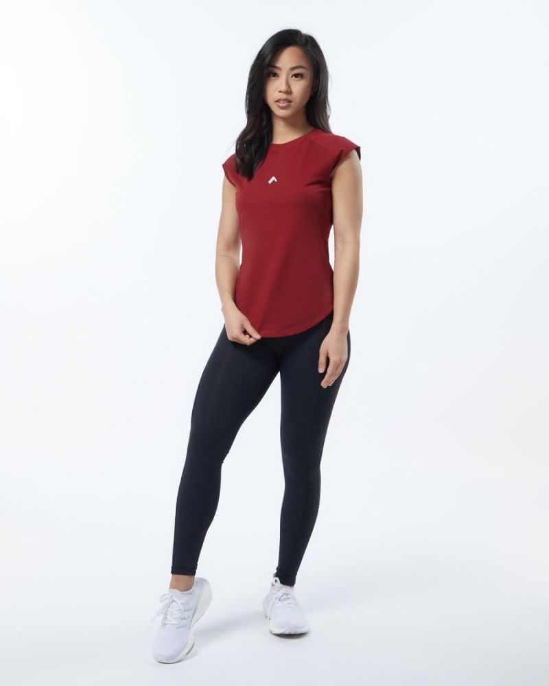 Tartan Red Alphalete Velocity Tee Women's Shirts | 6074821-QA