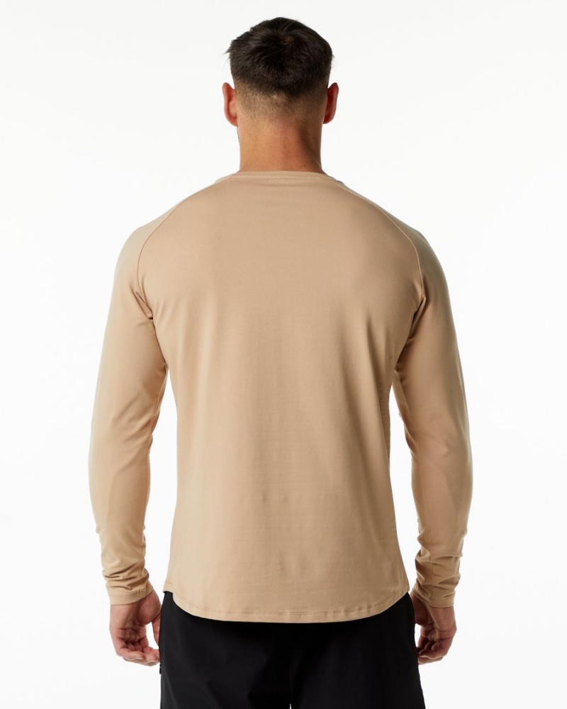 Taupe Alphalete Dynasty LS Tee Men's Shirts | 9680132-UE