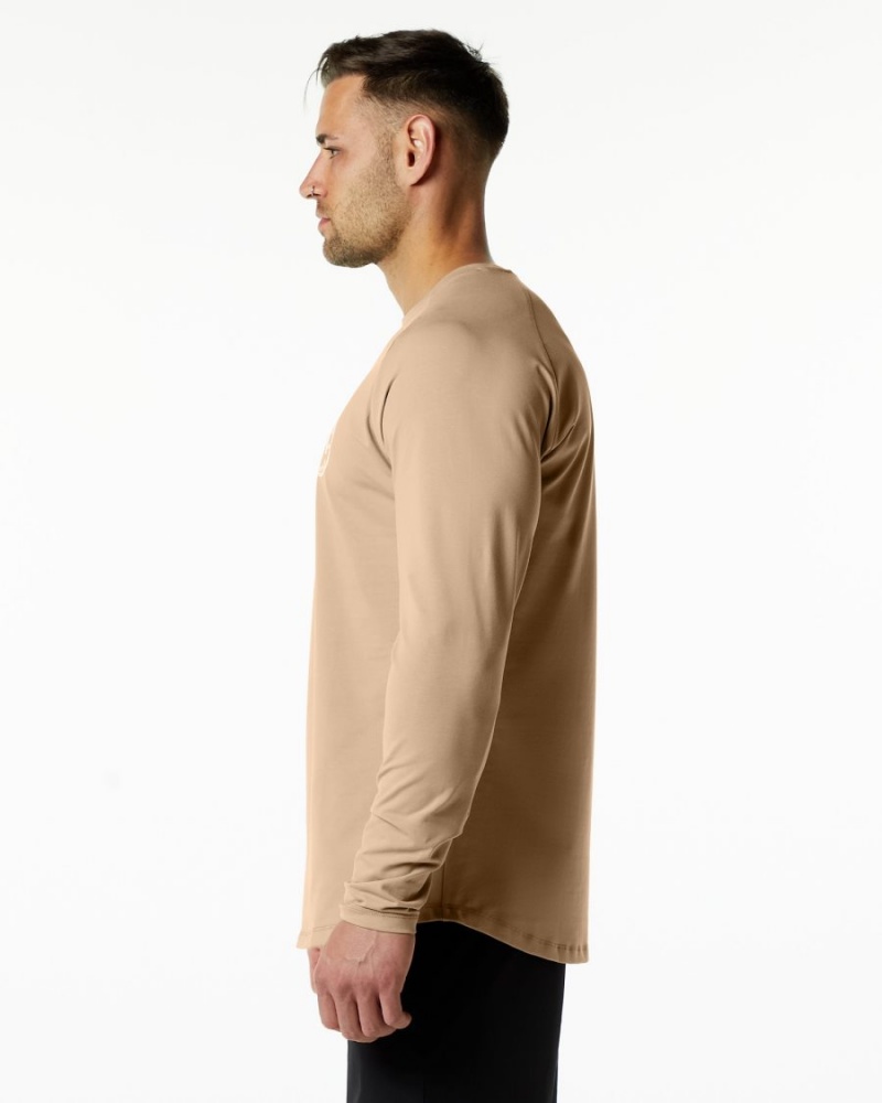 Taupe Alphalete Dynasty LS Tee Men's Shirts | 9680132-UE