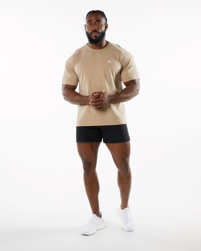 Taupe Alphalete Emblem Tee Men's Shirts | 8293041-PT