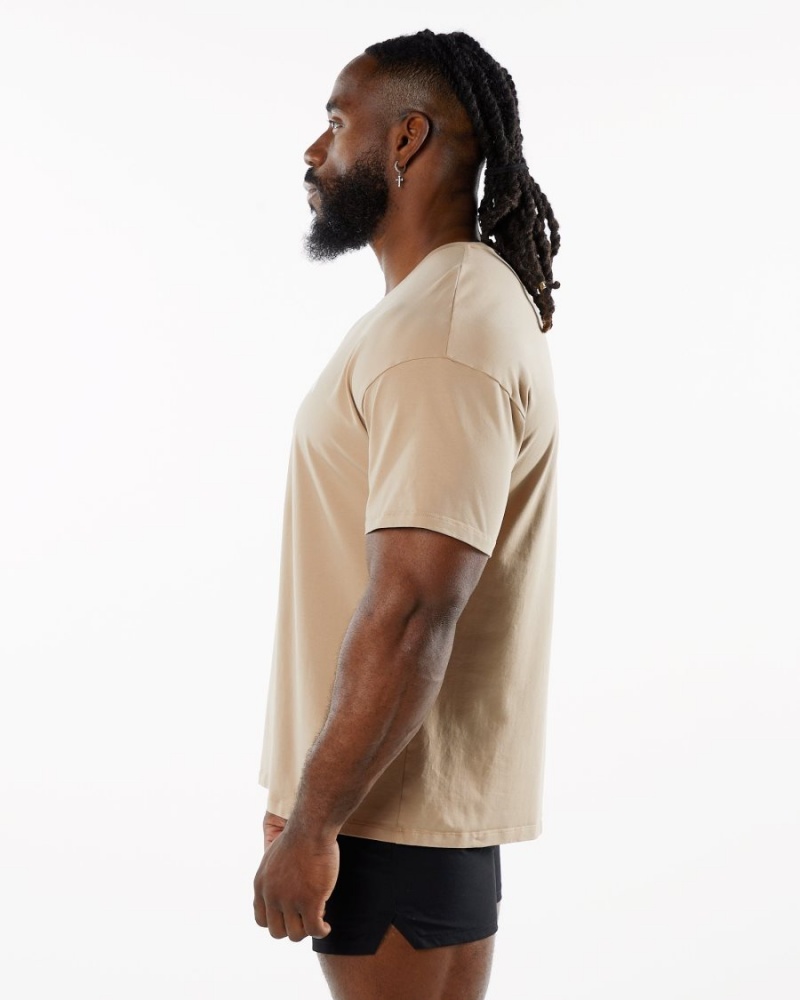 Taupe Alphalete Emblem Tee Men's Shirts | 8293041-PT