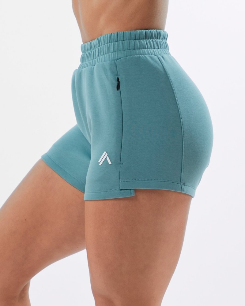 Teal Alphalete ELMTS Athletic Short 3.5" Women's Shorts | 0513974-DU