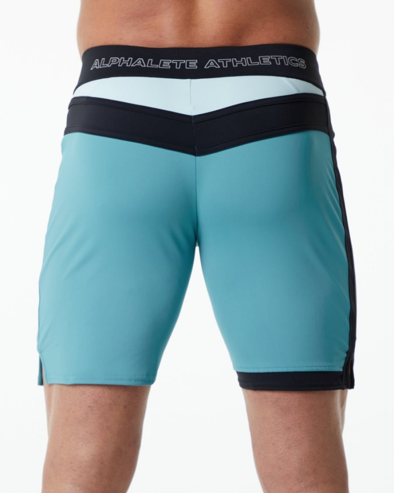 Teal Alphalete Trident Competition Short Men's Boardshorts | 3510478-GA