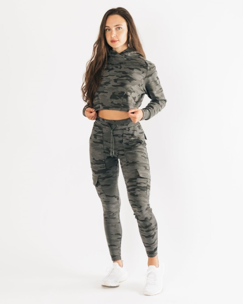 Terrain Camo Alphalete Identity Pro Crop Hoodie Women's Hoodie | 4135702-LN