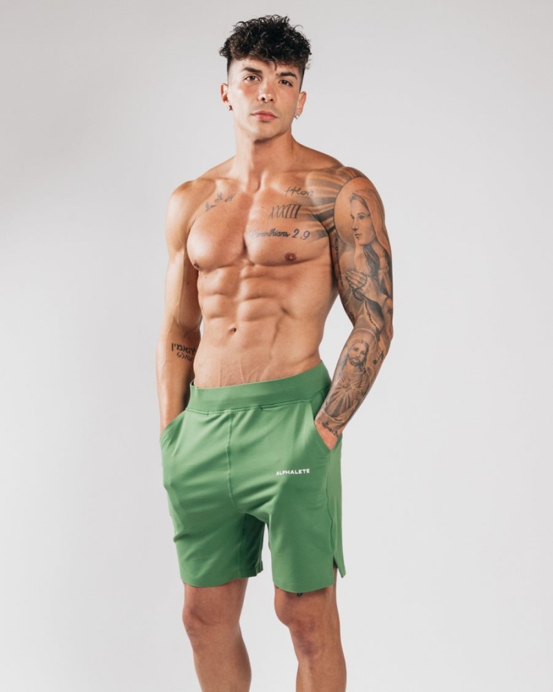 Tropical Green Alphalete Trace Short 8" Men's Shorts | 1648207-DV