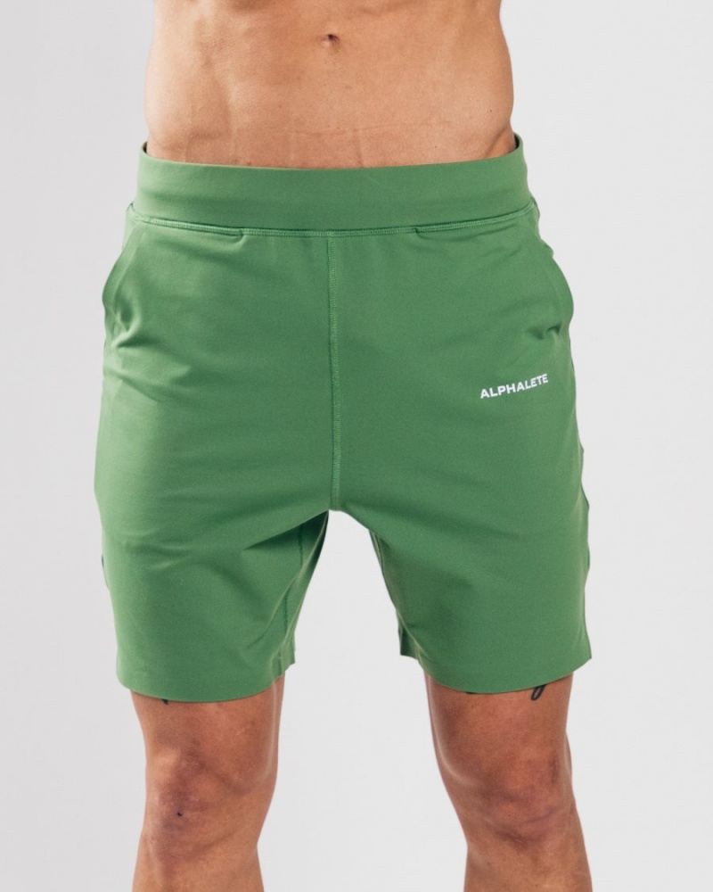 Tropical Green Alphalete Trace Short 8" Men\'s Shorts | 1648207-DV