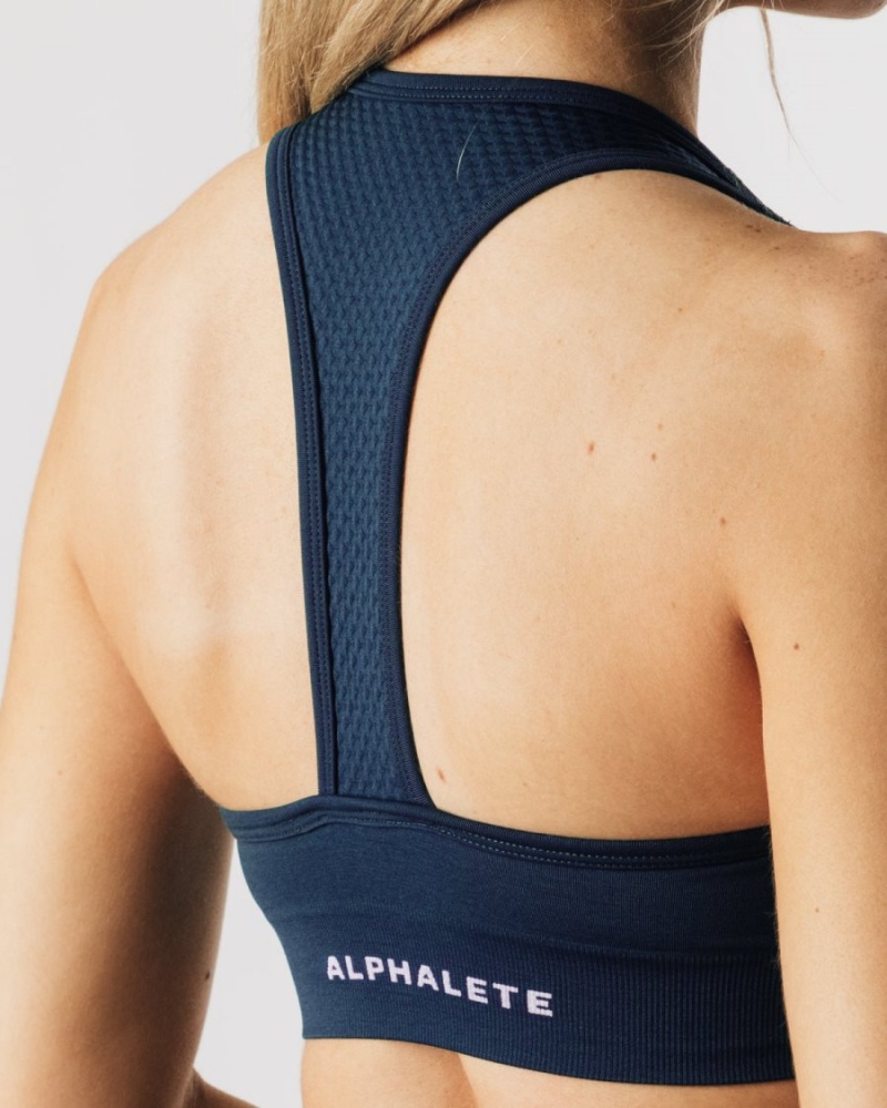 Tuxedo Blue Alphalete Impact Bra Women's Sports Bra | 1287456-OP