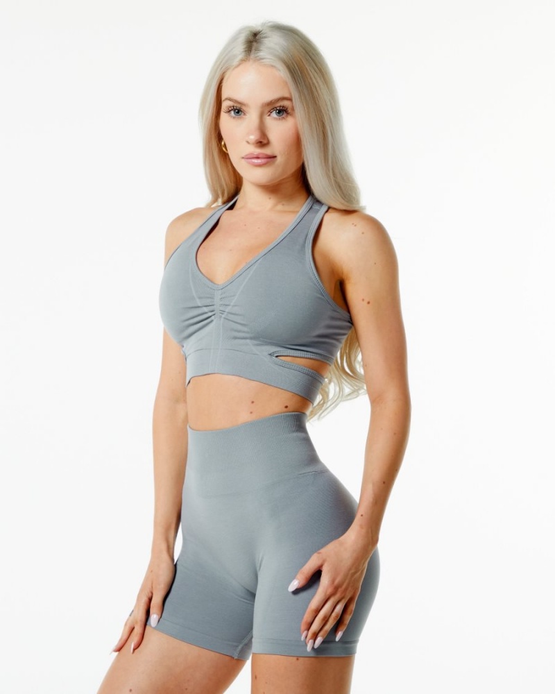 Utility Grey Alphalete Stratus Bra Women's Sports Bra | 4376952-TA