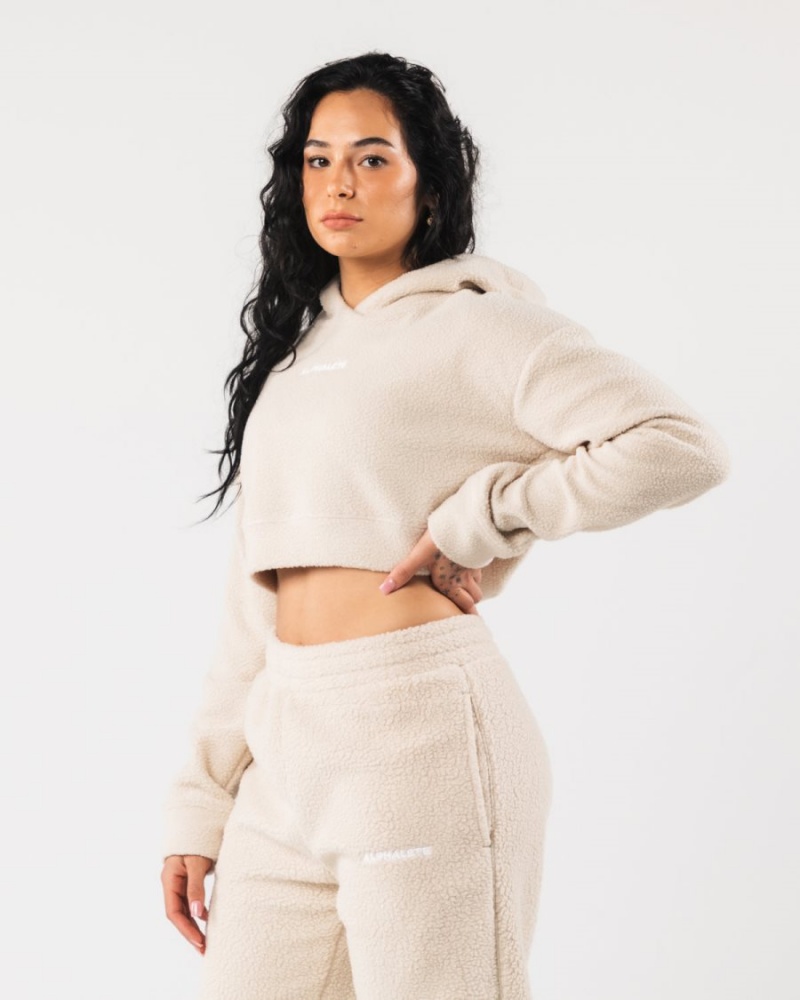 Vanilla Alphalete King Crop Hoodie Women's Hoodie | 9610748-EX