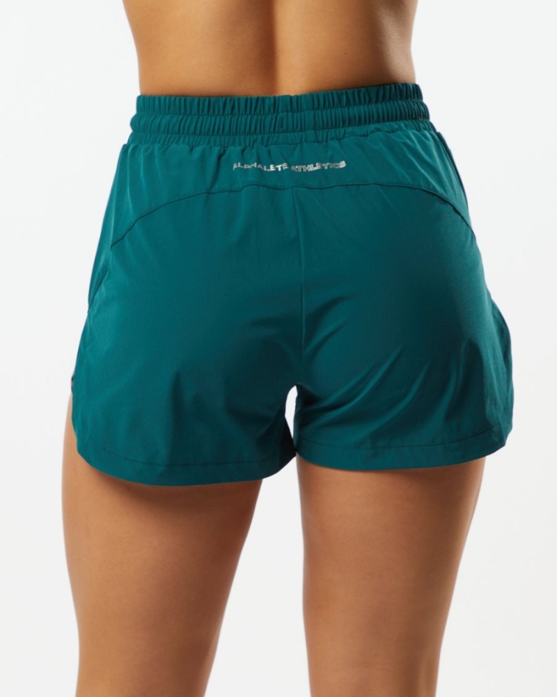 Velvet Teal Alphalete Stride Short 3" Women's Shorts | 1832570-KJ