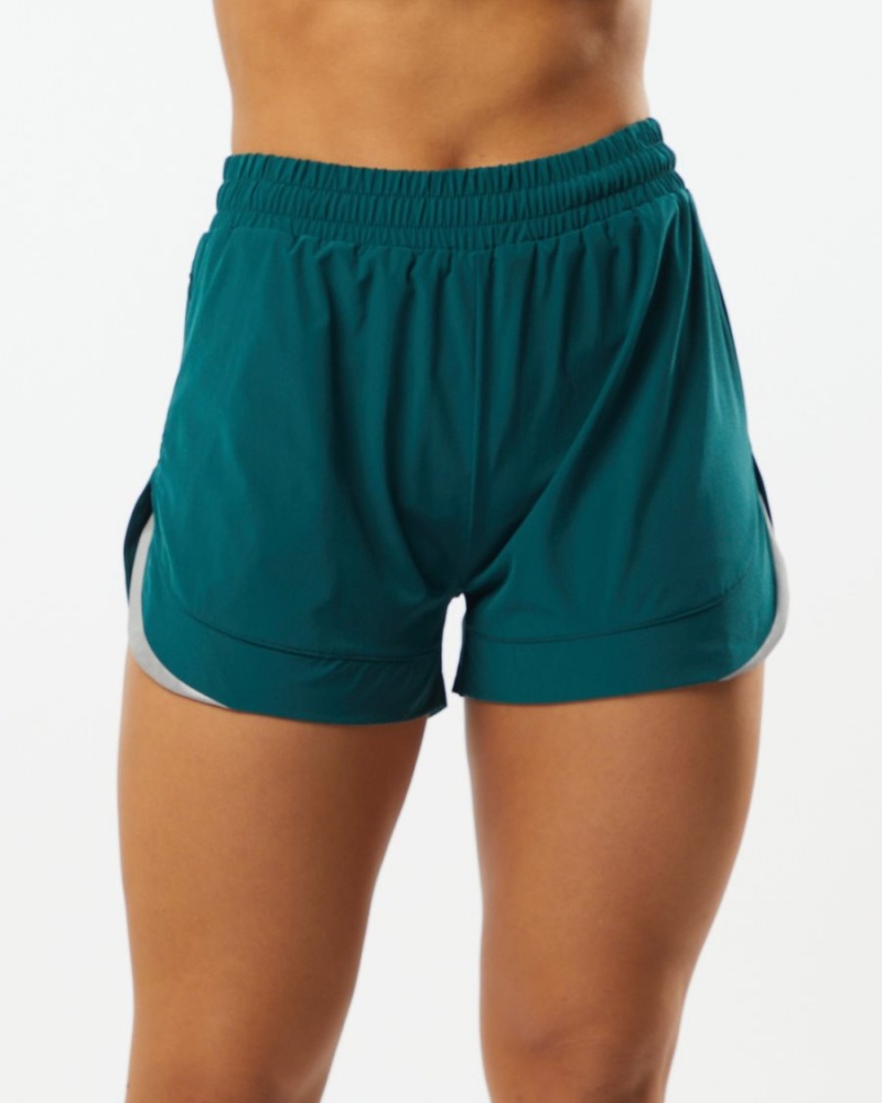 Velvet Teal Alphalete Stride Short 3" Women\'s Shorts | 1832570-KJ