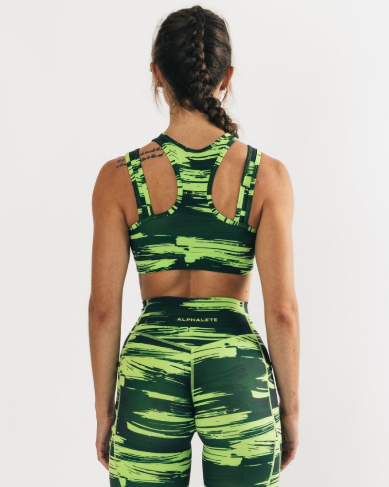 Volt Canvas Camo Alphalete Surface Keyhole Bra Women's Sports Bra | 2143907-WZ