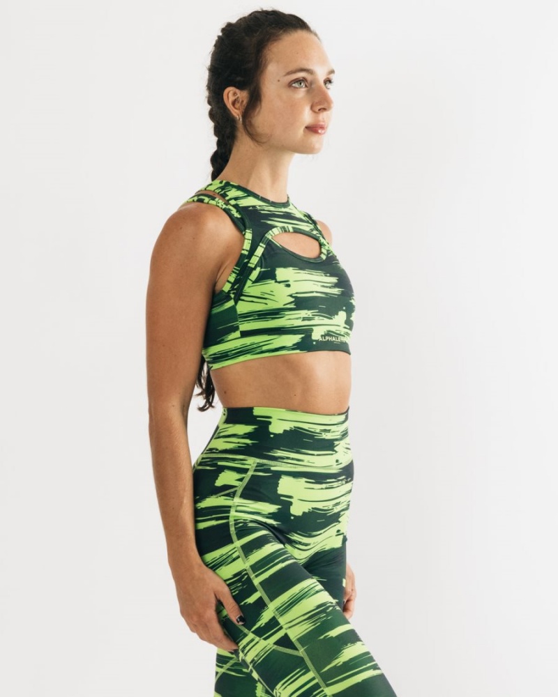 Volt Canvas Camo Alphalete Surface Keyhole Bra Women's Sports Bra | 2143907-WZ