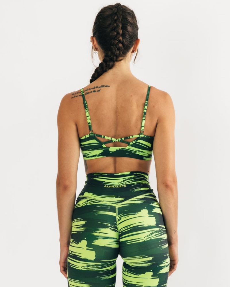 Volt Canvas Camo Alphalete Surface Limitless Bra Women's Sports Bra | 4892317-XL