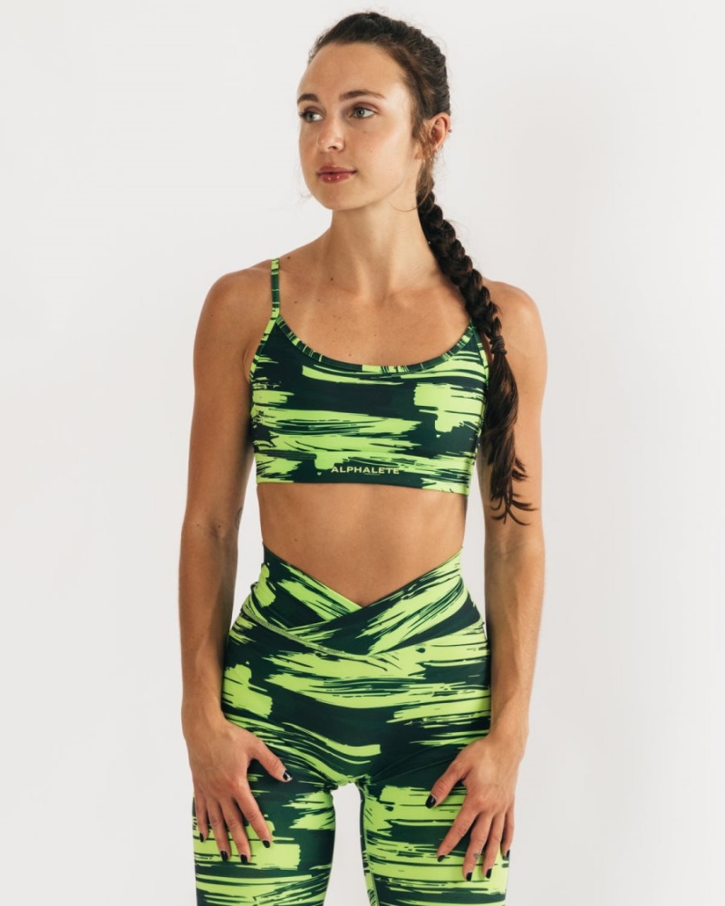 Volt Canvas Camo Alphalete Surface Limitless Bra Women's Sports Bra | 4892317-XL