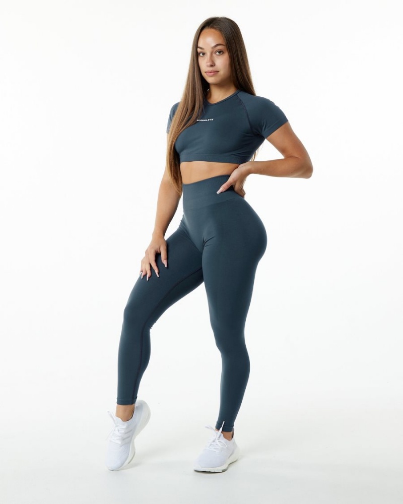 Whale Blue Alphalete Amplify Legging Women's Leggings | 5938140-KE