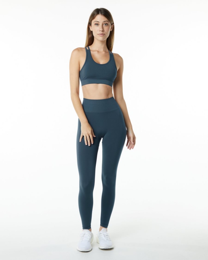 Whale Blue Alphalete Revival Bra Women's Sports Bra | 7028396-LB