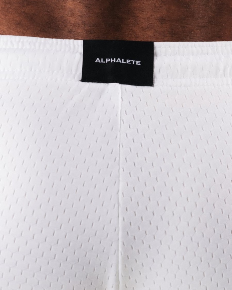 White Alphalete AA Mesh Short 6” Men's Shorts | 7019325-HS