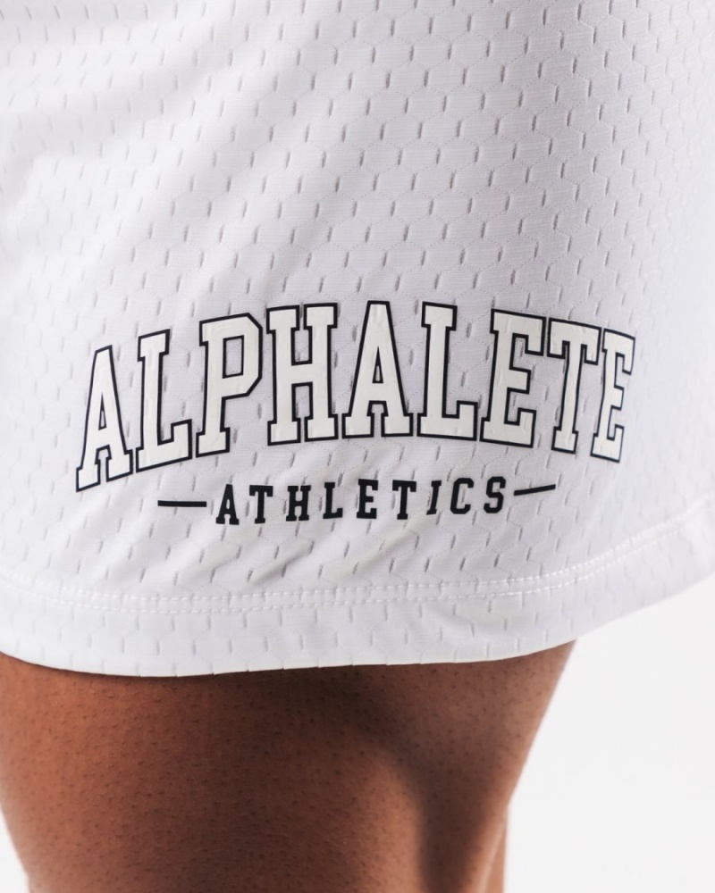 White Alphalete AA Mesh Short 6” Men's Shorts | 7019325-HS