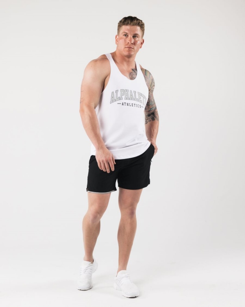 White Alphalete AA Raw Cut Tank Men's Tanks | 0561843-ON