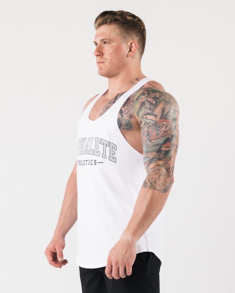 White Alphalete AA Raw Cut Tank Men's Tanks | 0561843-ON