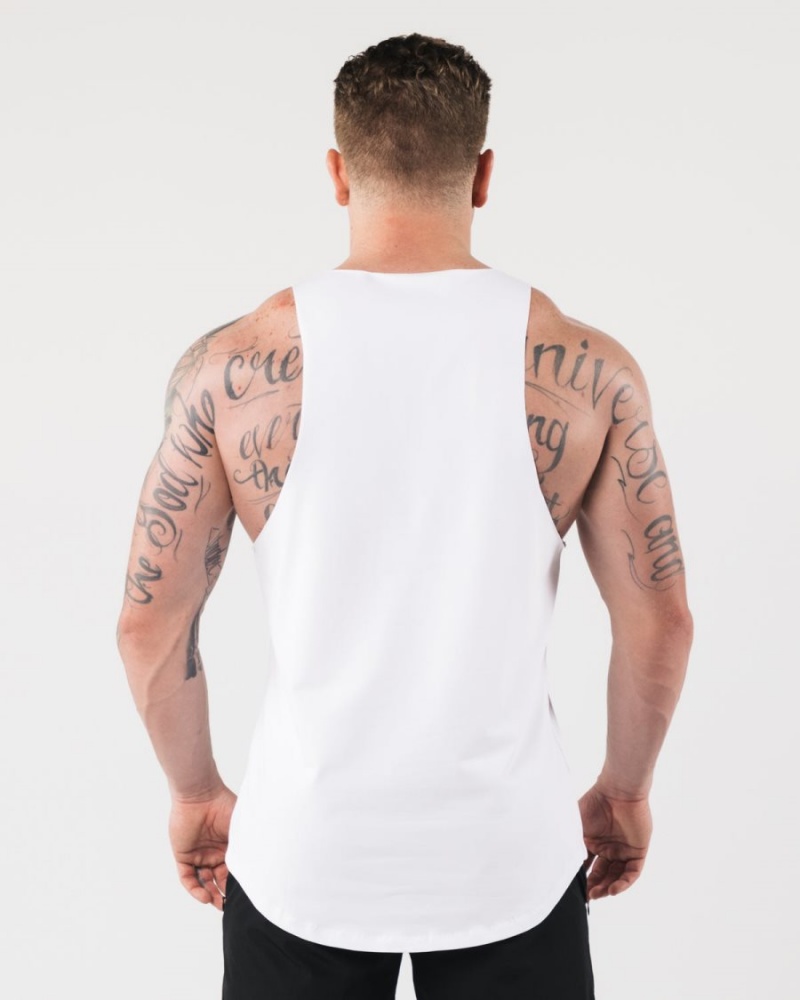 White Alphalete AA Raw Cut Tank Men's Tanks | 0561843-ON