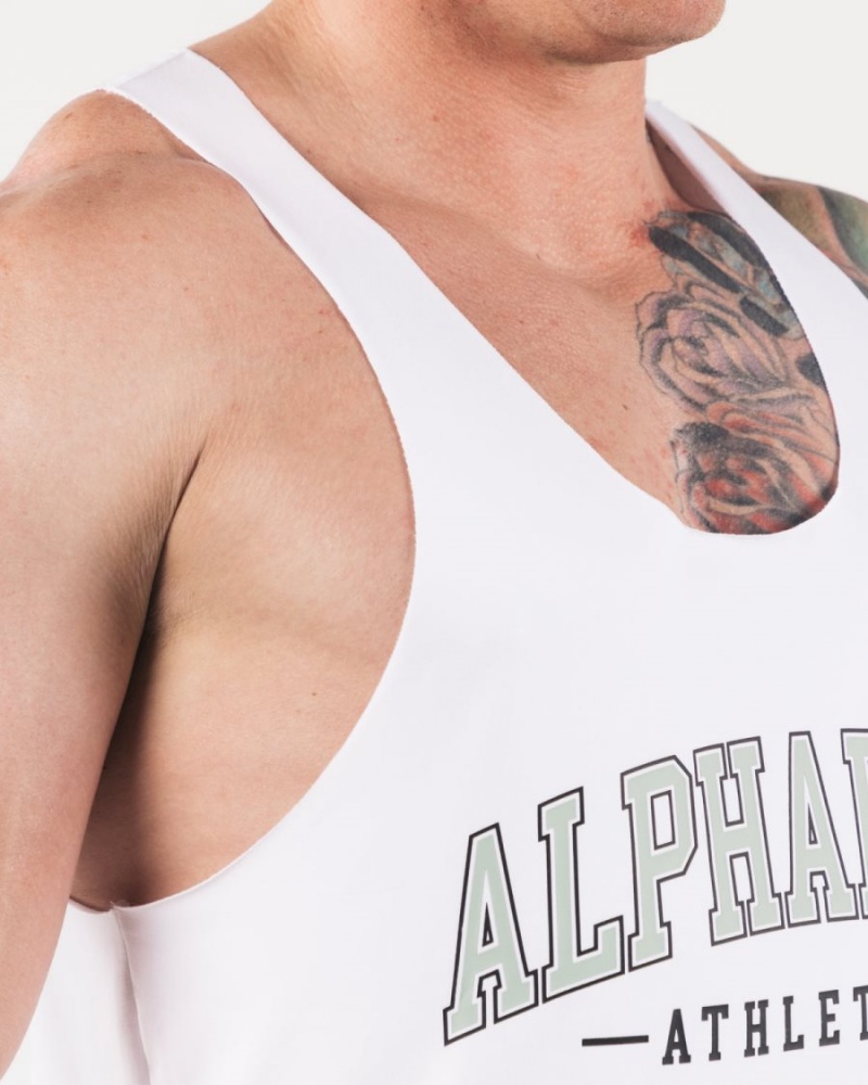 White Alphalete AA Raw Cut Tank Men's Tanks | 0561843-ON