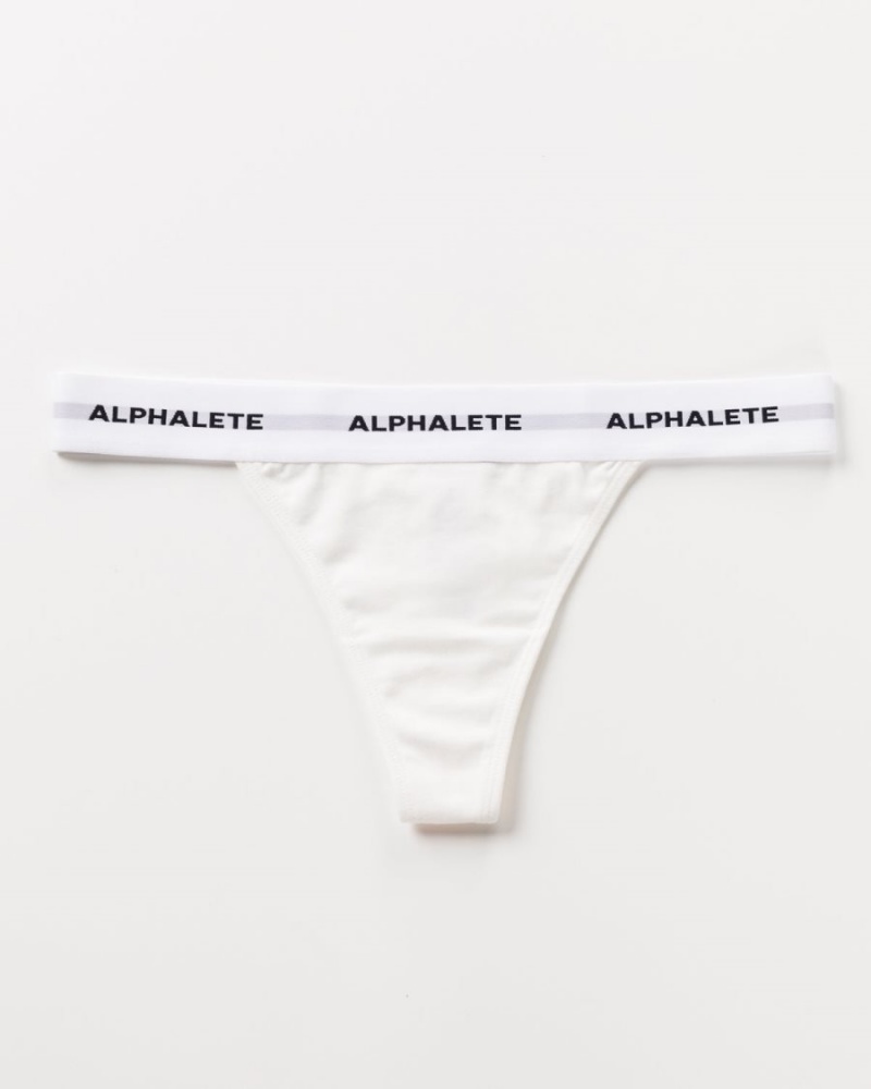 White Alphalete Acute Thong Women's Underwear | 3906472-IZ