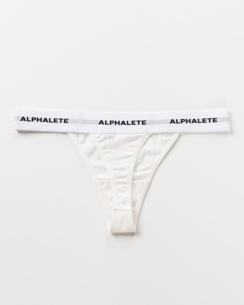 White Alphalete Acute Thong Women's Underwear | 3906472-IZ