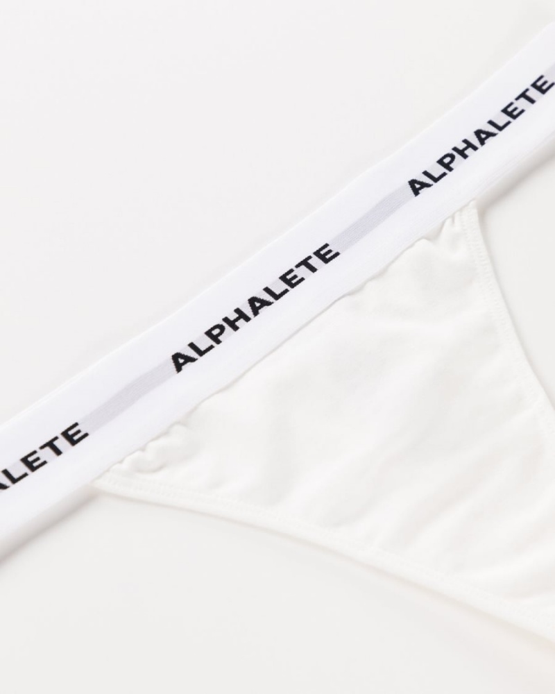 White Alphalete Acute Thong Women's Underwear | 3906472-IZ