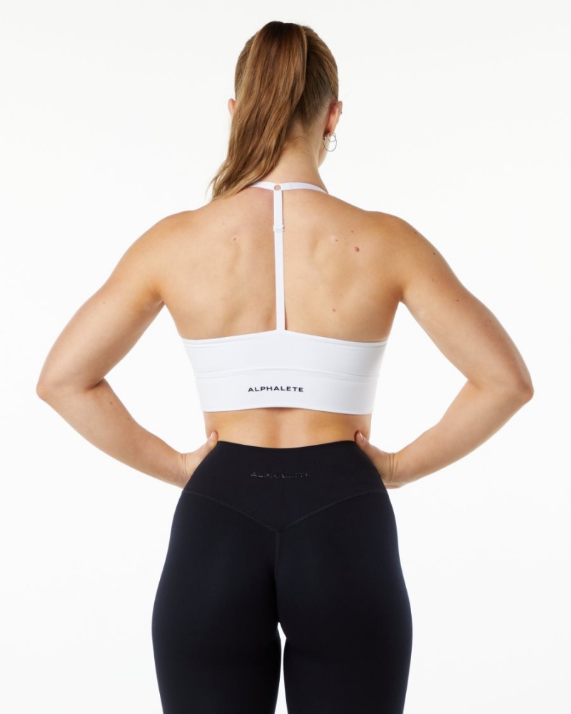 White Alphalete Alphalux Wonder Bra Women's Sports Bra | 5186302-GR