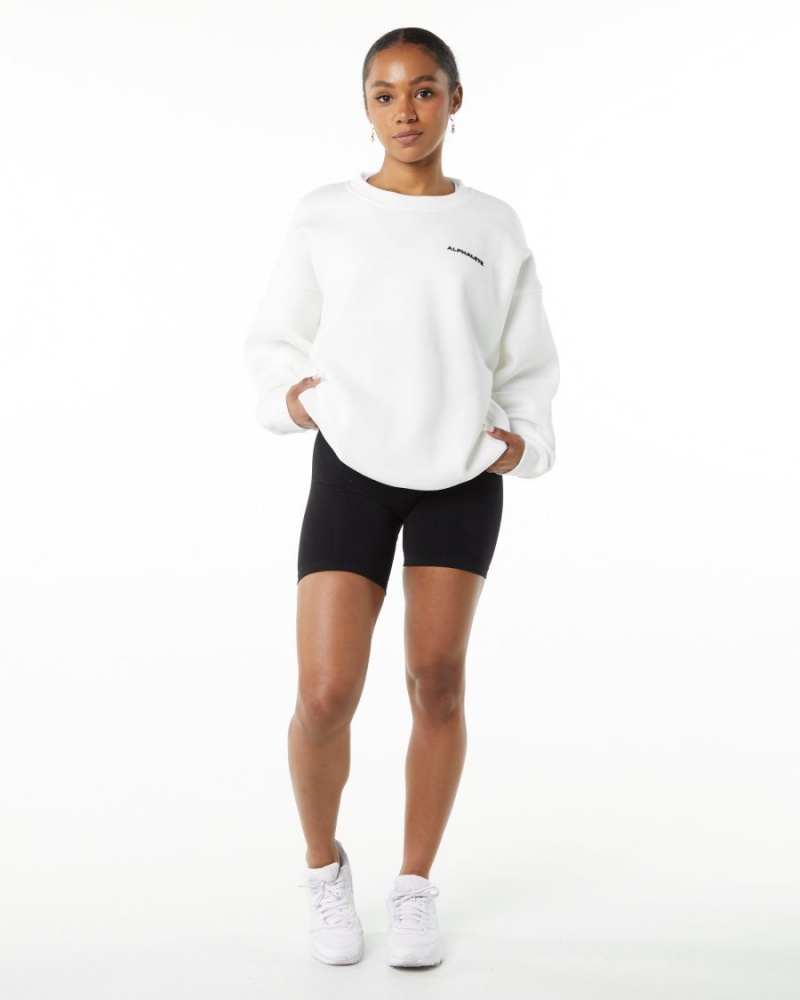 White Alphalete Classic Crew Women's Jackets | 9534167-KW