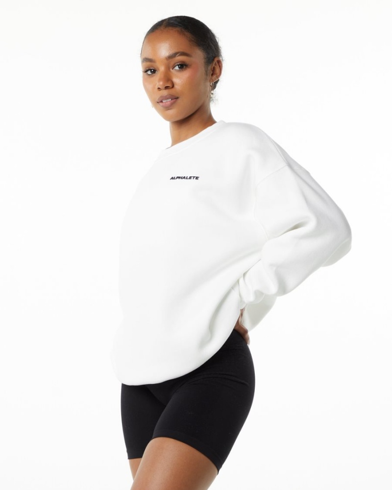 White Alphalete Classic Crew Women's Jackets | 9534167-KW