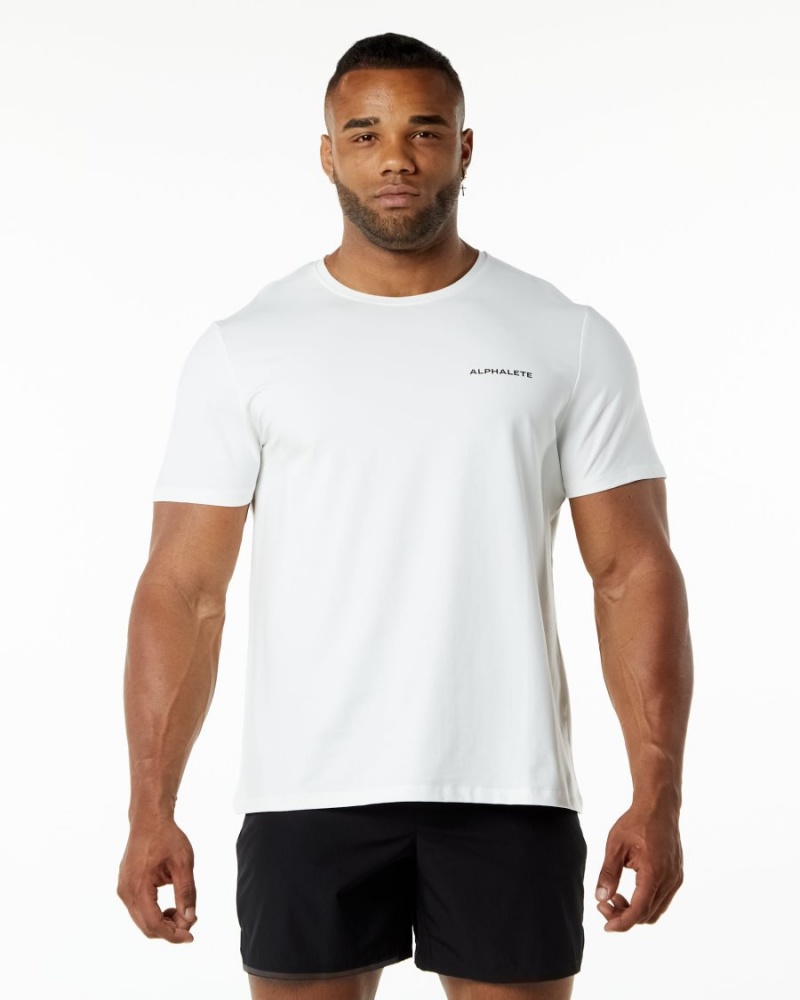 White Alphalete Classic Tee Men\'s Shirts | 3862740-OJ