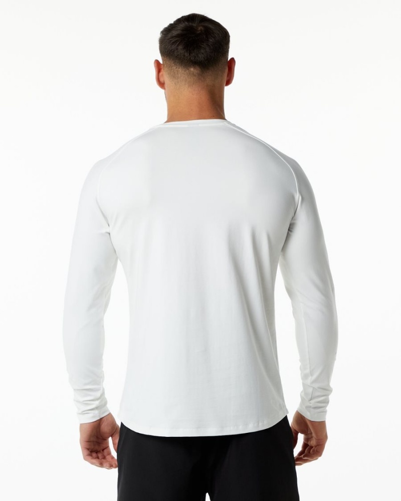 White Alphalete Dynasty LS Tee Men's Shirts | 7053281-IO